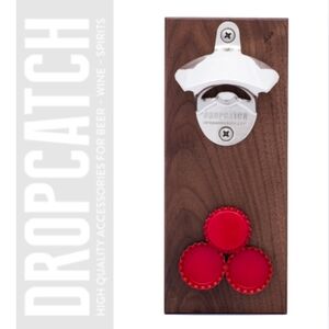 DropCatch Porter Magnetic Bottle Opener Cap Catcher Walnut Color